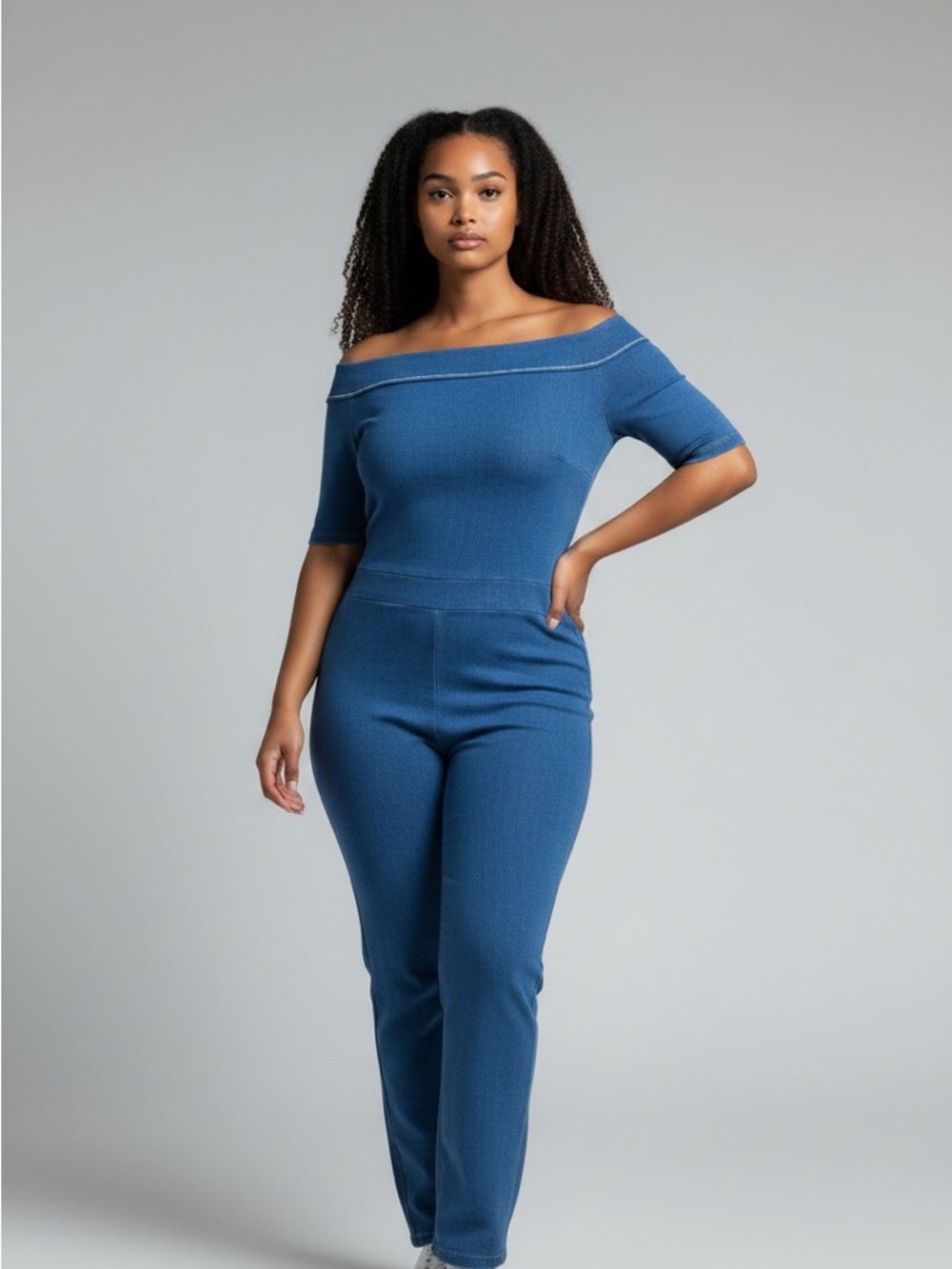 Jean jumpsuit size small sipper in back off the shoulders